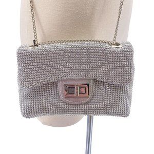 Cezanne silver rhinestone encrusted cocktail after five baguette mini purse cros